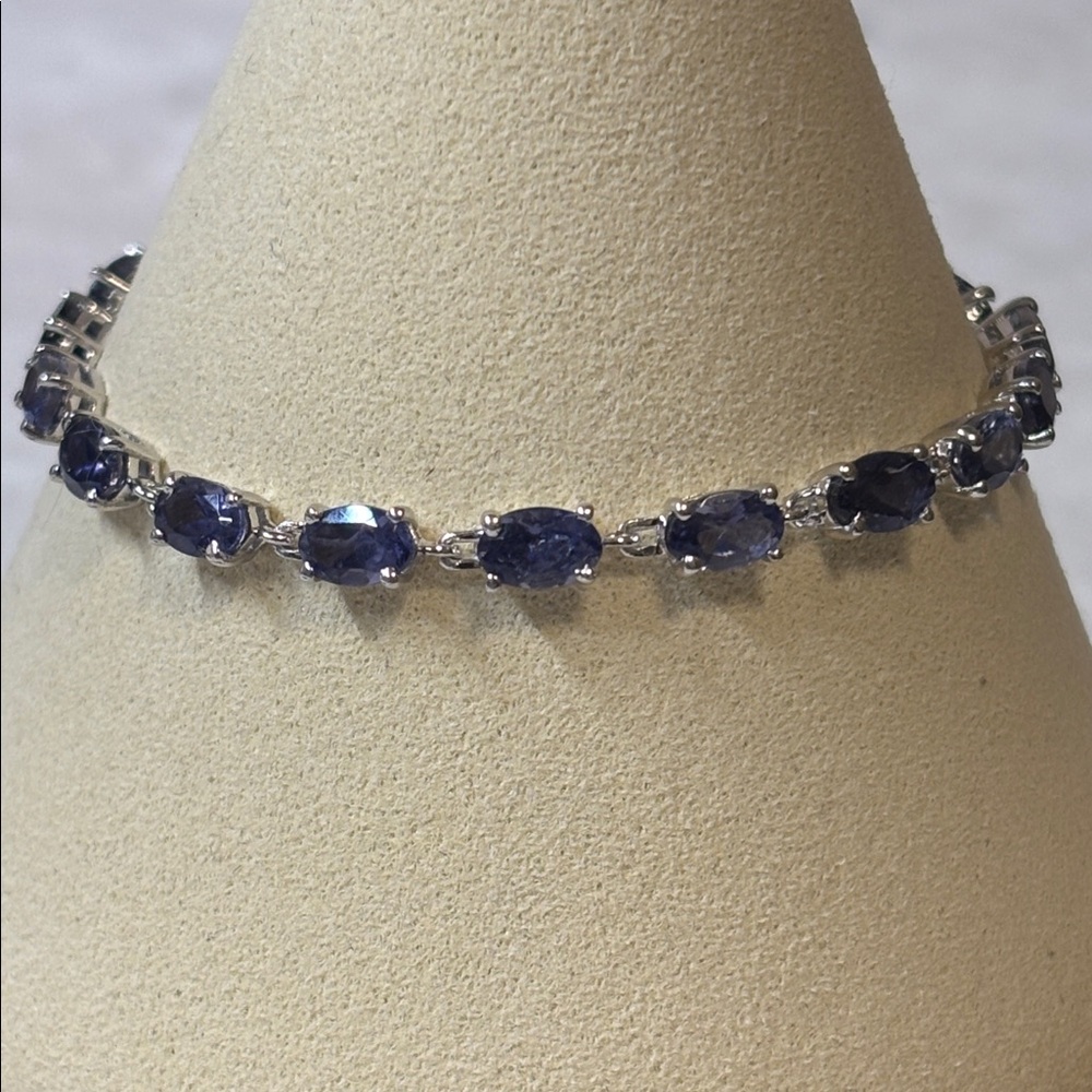 Genuine Iolite Tennis Bracelet 925 Sterling Silver 7.10 CTW